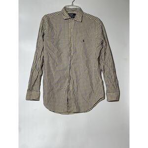 Polo Ralph Lauren Mens L Stanton Classic Fit Button Up Plaid Blue Pony Academia